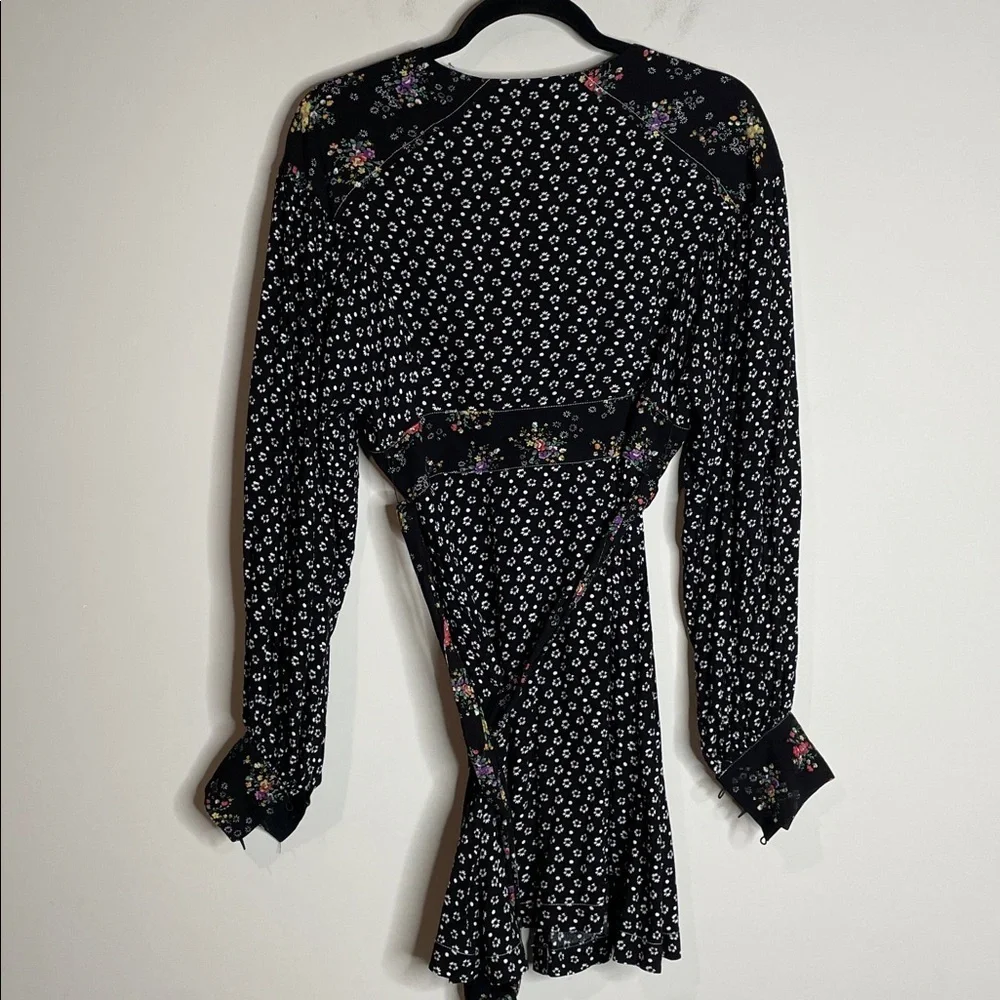 Free People | Women’s Wonderland Black Floral Long Sleeve Dress Size Small - Picture 7 of 8